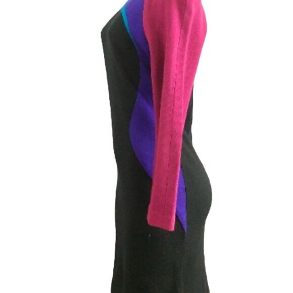 1980s Christine Jaguin Bodycon Dress size M retro 80s 90s fashion color block. - Picture 4 of 10